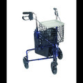 Drive Medical 3 Wheel Rollator w/ Basket Tray & Pouch, Flame Blue 10289bl